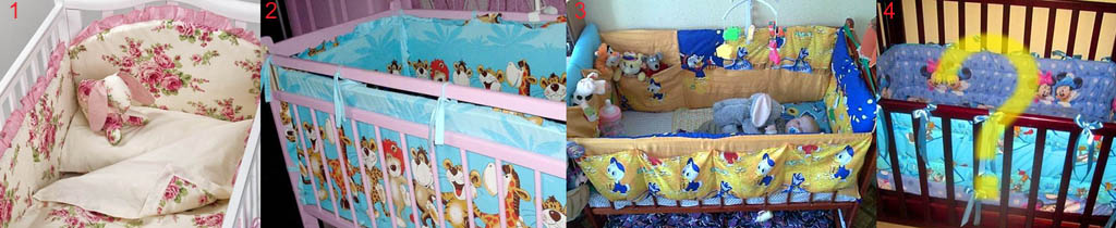 Оформление мягких бортиков детской кроватки для девочек и мальчиков