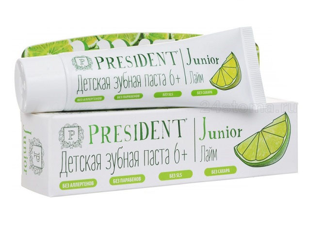 Зубная паста PRESIDENT Junior Lime (от 6 до 12 лет)