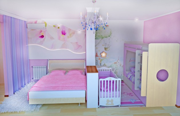 Фото: идея спальни, совмещенной с детской