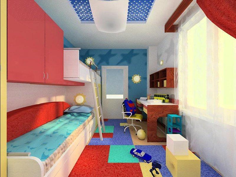 Дизайн узкой комнаты для мальчика