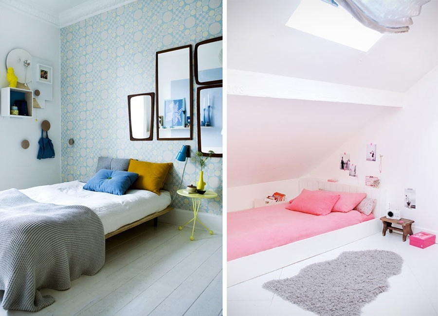 Комнаты для подростков, оформленные в традиционных голубых и розовых тонах