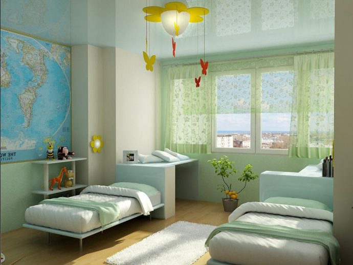светлая детская спальня для двоих мальчиков дизайн