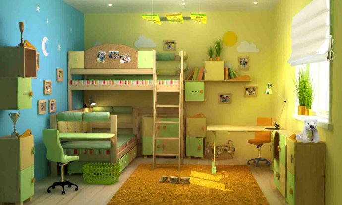 дизайнерская детская спальня для двоих мальчиков вид
