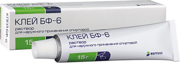 Клей БФ-6 эффективен для соединения краев небольших ран, обладает хорошей прочностью, не оказывает на организм негативного влияния и прекрасно герметизирует поврежденные ткани