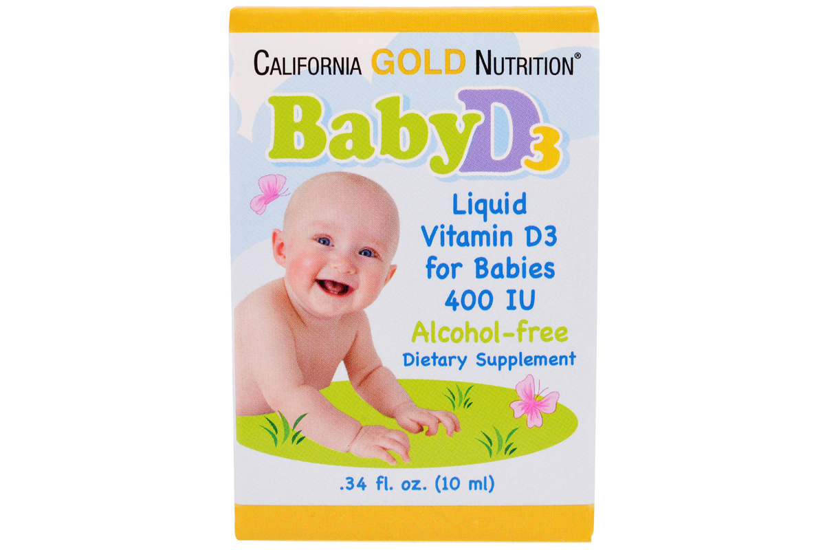 California Gold Nutrition, Витамин D3 для малышей, 400 МК, 0,34 жидких унции (10 мл)