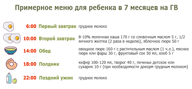 Меню ребенка в 7 месяцев: рацион питания на грудном, искусственном вскармливании