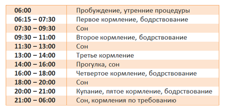 Распорядок дня грудничка по месяцам: режим кормления, сна ребенка до года (таблица)